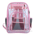 Custom large capacity stadium safety transparent bag waterproof clear pvc backpack function school bag with logo